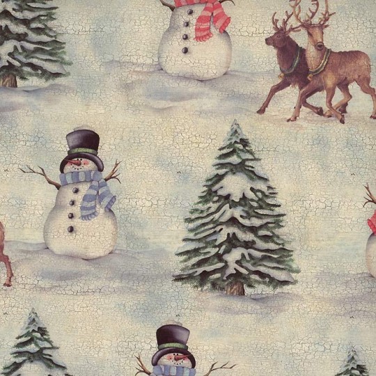 Snowmen and Reindeer Print Christmas Paper ~ Tassotti Italy